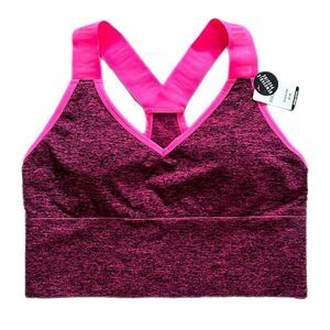 Victorias Secret Pink Sport Seamless Lightly Lined Padded Gym Longline bra pink